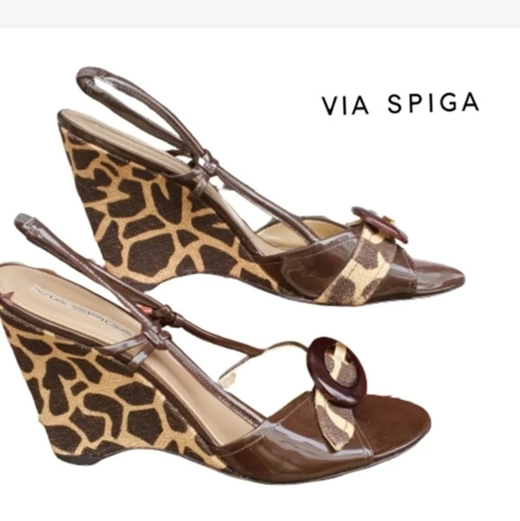 Via Spiga cheetah wedge sandals 10 - Picture 1 of 10